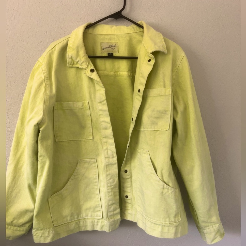 Women’s lime green, neon, jean jacket size extra large